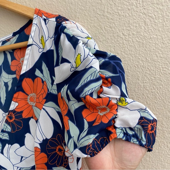 Lulus Pretty Poppies Navy Blue Floral Print Sheer Midi Dress EUC Size - S - Picture 11 of 13